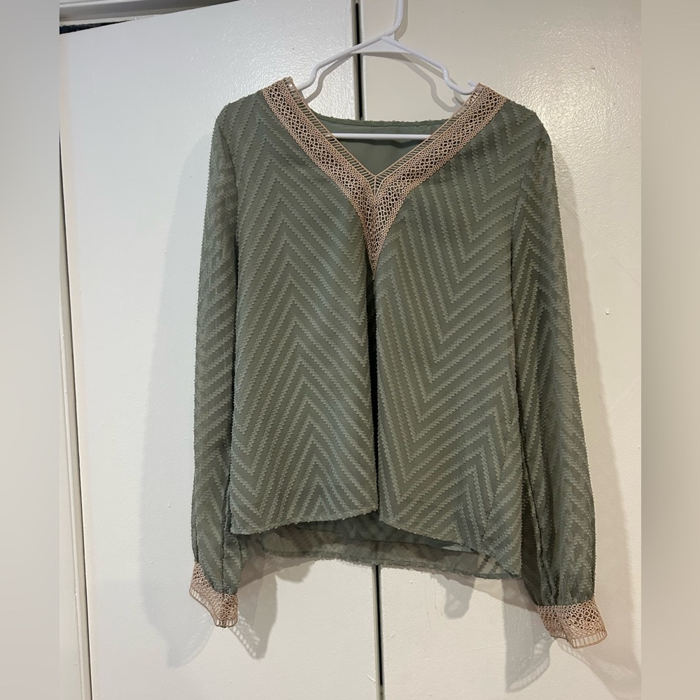 Green textured blouse